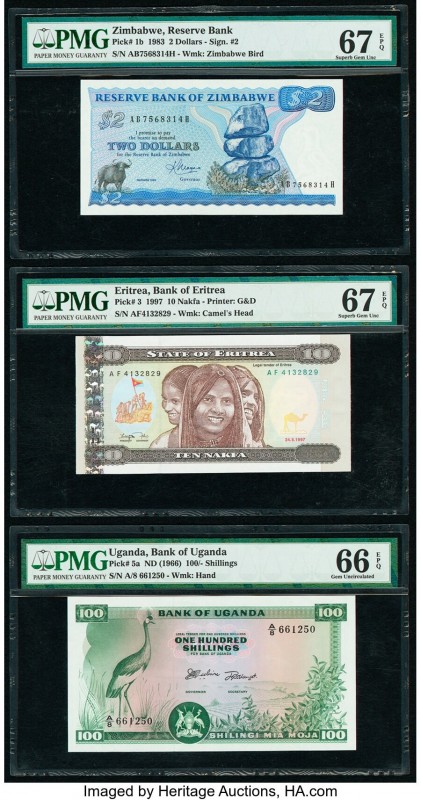 Zimbabwe Reserve Bank of Zimbabwe 2 Dollars 1983 Pick 1b PMG Superb Gem Unc 67 E...