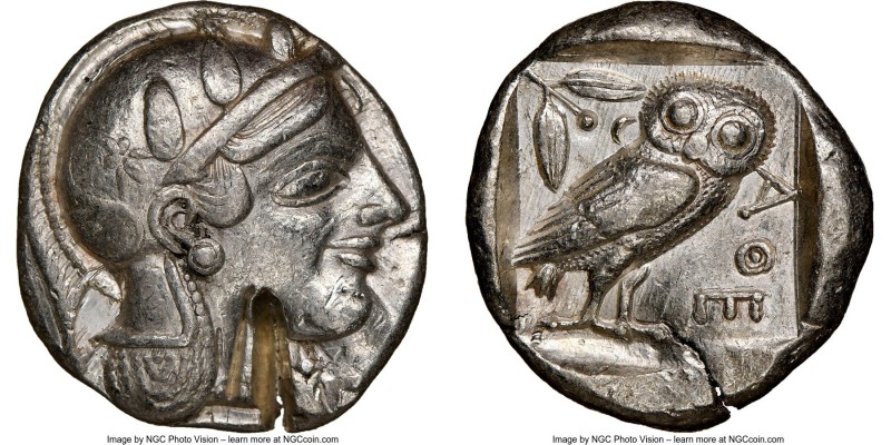 ATTICA. Athens. Ca. 465-455 BC. AR tetradrachm (25mm, 17.14 gm, 2h). NGC XF 5/5 ...