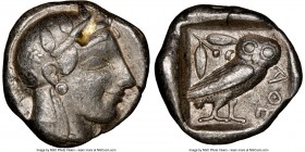 ATTICA. Athens. Ca. 465-455 BC. AR tetradrachm (24mm, 17.14 gm, 7h). NGC VF 5/5 - 2/5, test cut. Head of Athena right, wearing crested Attic helmet or...