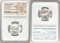 ATTICA. Athens. Ca. 440-404 BC. AR tetradrachm (24mm, 17.20 gm, 6h). NGC MS 5/5 - 4/5. Mid-mass coinage issue. Head of Athena right, wearing crested A...