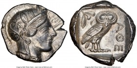 ATTICA. Athens. Ca. 440-404 BC. AR tetradrachm (26mm, 17.18 gm, 3h). NGC Choice AU 5/5 - 4/5. Mid-mass coinage issue. Head of Athena right, wearing cr...