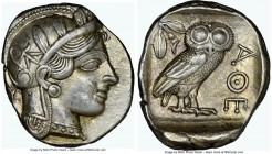 ATTICA. Athens. Ca. 440-404 BC. AR tetradrachm (26mm, 17.21 gm, 5h). NGC AU 5/5 - 5/5. Mid-mass coinage issue. Head of Athena right, wearing crested A...