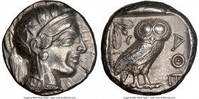 ATTICA. Athens. Ca. 440-404 BC. AR tetradrachm (23mm, 17.18 gm, 10h). NGC AU 5/5 - 4/5. Mid-mass coinage issue. Head of Athena right, wearing crested ...
