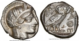 ATTICA. Athens. Ca. 440-404 BC. AR tetradrachm (24mm, 17.20 gm, 3h). NGC AU 5/5 - 2/5, brushed. Mid-mass coinage issue. Head of Athena right, wearing ...