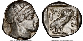 ATTICA. Athens. Ca. 440-404 BC. AR tetradrachm (25mm, 17.16 gm, 9h). NGC Choice XF 3/5 - 4/5. Mid-mass coinage issue. Head of Athena right, wearing cr...