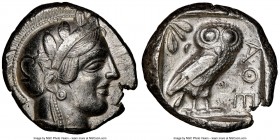 ATTICA. Athens. Ca. 440-404 BC. AR tetradrachm (25mm, 17.30 gm, 4h). NGC Choice XF 4/5 - 3/5. Mid-mass coinage issue. Head of Athena right, wearing cr...