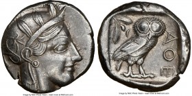 ATTICA. Athens. Ca. 440-404 BC. AR tetradrachm (27mm, 17.10 gm, 1h). NGC Choice XF 5/5 - 3/5. Mid-mass coinage issue. Head of Athena right, wearing cr...