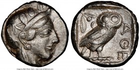 ATTICA. Athens. Ca. 440-404 BC. AR tetradrachm (24mm, 17.18 gm, 11h). NGC XF 5/5 - 3/5. Mid-mass coinage issue. Head of Athena right, wearing crested ...