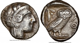 ATTICA. Athens. Ca. 440-404 BC. AR tetradrachm (25mm, 17.15 gm, 8h). NGC XF 4/5 - 2/5. Mid-mass coinage issue. Head of Athena right, wearing crested A...