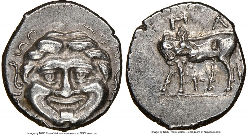 MYSIA. Parium. 4th century BC. AR hemidrachm (15mm, 11h). NGC AU. Head of Gorgon...