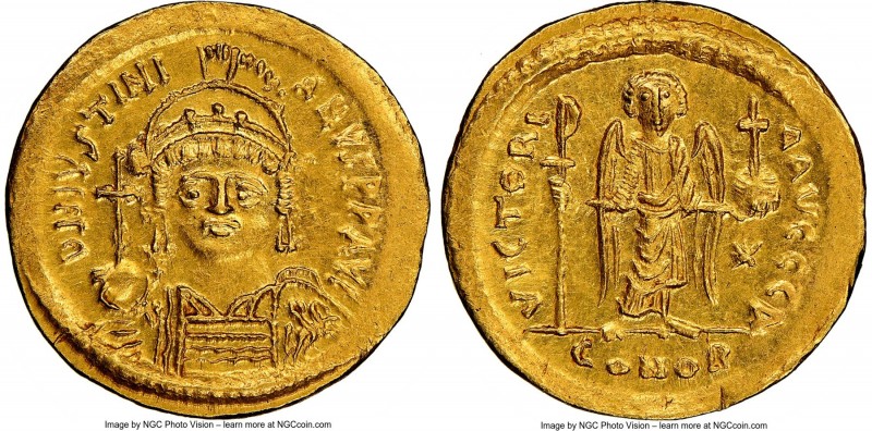 Justinian I the Great (AD 527-565). AV solidus (20mm, 4.48 gm, 5h). NGC MS 5/5 -...