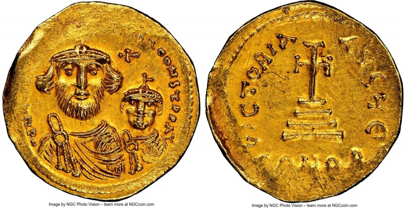 Heraclius (AD 610-641), and Heraclius Constantine. AV solidus (21mm, 4.51 gm, 7h...