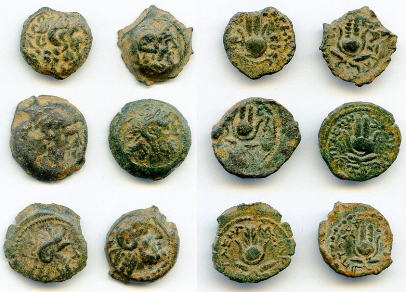 ANCIENT LOTS. Greek. Ptolemaic Egypt. 2nd-1st centuries BC. Lot of six (6) AE ch...