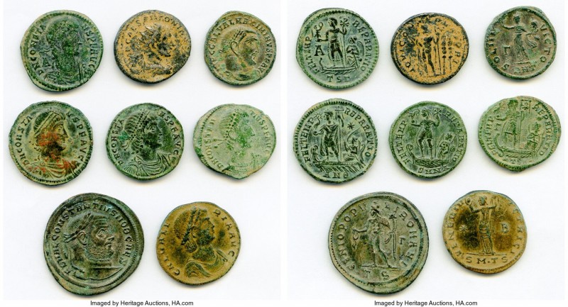 ANCIENT LOTS. Roman Imperial. AD 3rd-4th centuries. Lot of eight (8) AR and AE i...