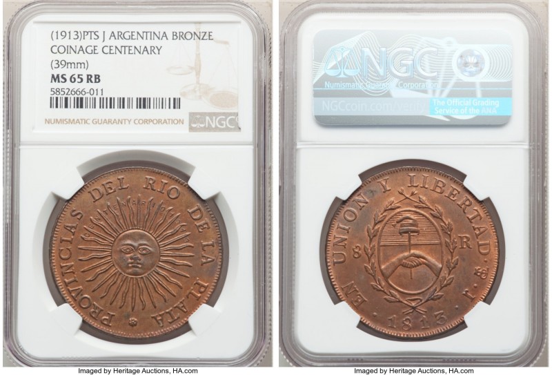 Republic bronze "Coinage Centenary" Medal 1813-Dated (1913) PTS-J MS65 Red and B...