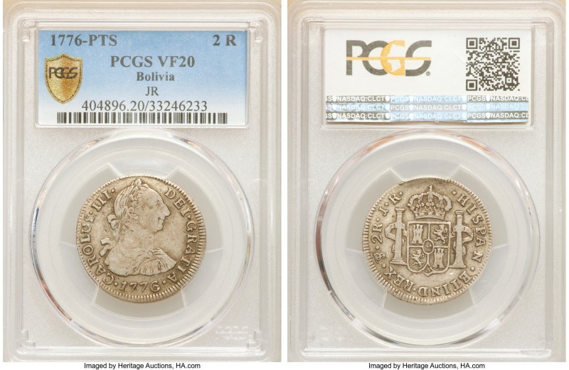 Charles III 2 Reales 1776 PTS-JR VF20 PCGS, Potosi mint, KM53.

HID09801242017...