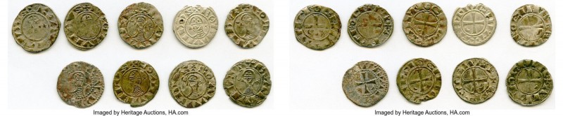 Principality of Antioch 9-Piece Lot of Uncertified Bohemond Era "Helmet" Deniers...