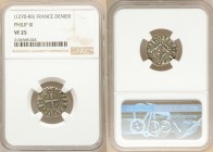 6-Piece Lot of Certified French Deniers NGC, 1) Philip III Denier ND (1270-1285) - VF25 2) Philip III Denier ND (1270-1285) - VF25 3) Philip IV Denier...
