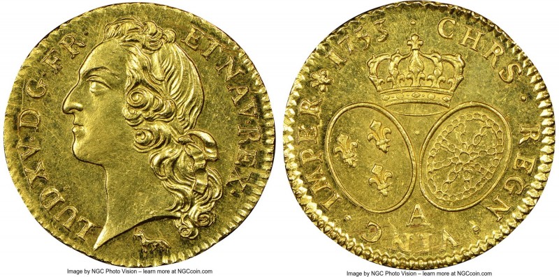 Louis XV gold Louis d'or 1753-A MS63 NGC, Paris mint, KM513.1, Fr-464. Fully lus...