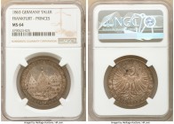 Frankfurt. Free City Taler 1863 MS64 NGC, KM372, Dav-654. One year type commemorating the Assembly of Princes. Graphite gray toning. 

HID0980124201...