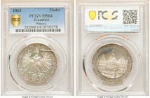 Frankfurt. Free City Taler 1863 MS64 PCGS, KM372, Dav-654. One year type. Commemorates the assembly of Princes. Holder cracked

HID09801242017

© ...