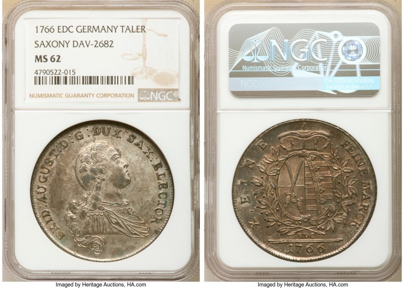 Saxony. Friedrich August III Taler 1766-EDC MS62 NGC, Dresden mint, KM983, Dav-2...