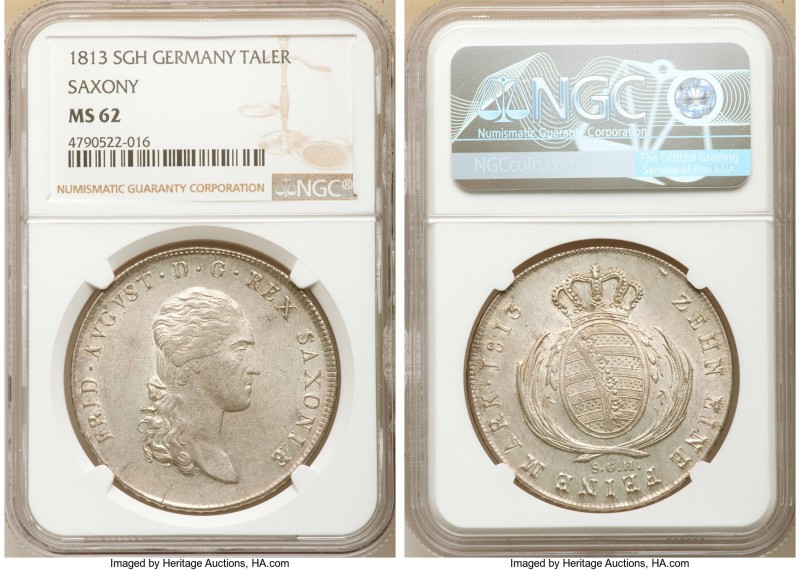 Saxony. Friedrich August I Taler 1813-SGH MS62 NGC, Dresden mint, KM1059.1, Dav-...