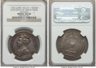 Anne silver "Accession" Medal 1702 AU58 NGC, MI-227-1. 35.4mm. By John Croker. ANNA D G MAG BR FR ET HIB REGINA her crowned bust left / ENTIRELY ENGLI...
