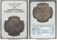 Anne Crown 1708 XF45 NGC, KM526.3, ESC-108. "Septimo" edge. Plumes. A pleasing example of this popular post-Union type with mottled, silvery-gray toni...