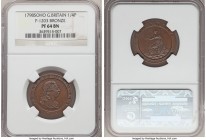George III bronzed Proof Pattern Farthing 1798-SOHO PR64 Brown NGC, Soho mint, Peck-1203. Glossy cognac brown surfaces. 

HID09801242017

© 2020 H...