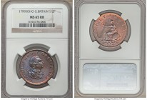 George III 1/2 Penny 1799-SOHO MS65 Red and Brown NGC, Soho mint, KM647. Cobalt brown contrasting bright red color. 

HID09801242017

© 2020 Herit...