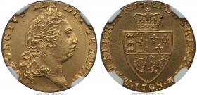 George III gold Guinea 1798 UNC Details (Surface Hairlines) NGC, Royal mint, KM609, S-3729. Some luster remains near the peripheries and the coin is w...