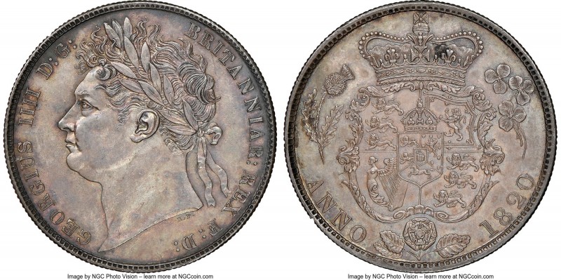 George IV 1/2 Crown 1820 AU Details (Removed From Jewelry) NGC, KM676, S-3807. F...