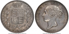 Victoria 1/2 Crown 1842 AU Details (Obverse Scratched) NGC, KM740, S-3888. Graphite toning accented with gold and rose highlights. 

HID09801242017...