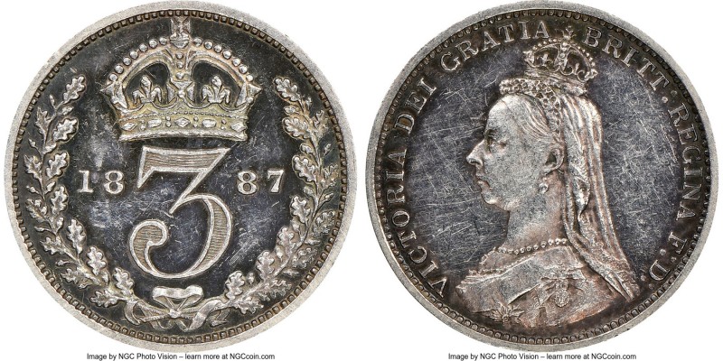 Victoria 7-Piece Certified silver "Jubilee" Proof Set 1887 NGC, 1) 3 Pence - PR6...