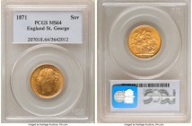 Victoria gold "St George" Sovereign 1871 MS64 PCGS, KM752, S-3856. AGW 0.2355 oz. 

HID09801242017

© 2020 Heritage Auctions | All Rights Reserved...