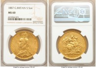 Victoria gold 5 Pounds 1887 MS60 NGC, KM769, S-3864. One year type. 

HID09801242017

© 2020 Heritage Auctions | All Rights Reserved
