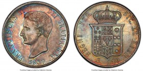 Naples & Sicily. Francesco II 120 Grana 1859 MS63 PCGS, KM381, Dav-176. Multi-colored toning in neon blue, gray and sunset shades. 

HID09801242017...