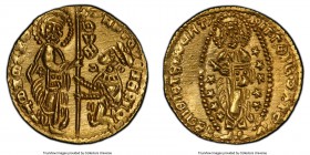 Venice. Antonio Venier gold Ducat ND (1382-1400) AU Details (Cleaned) PCGS, Venice mint, Fr-1229. 20mm. 3.46gm. ANTO • VЄNЄRIO S • M • VЄNЄTI stacked ...
