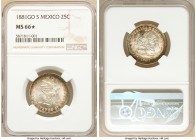 Republic 25 Centavos 1881 Go-S MS66 S NGC, Guanajuato mint, KM406.5. A palindrome collectors dream, gem uncirculated plus star designation, cartwheel ...