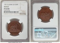 British Colony. Sierra Leone Company bronze Proof Cent 1791 PR63 Brown NGC, KM1. Defined detail and reflective surfaces, small flan defect or laminati...