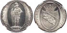 Bern. City Taler 1798 MS63 NGC, KM164, Dav-1760a. Choice, with sharp details throughout the central details, aesthetically pleasing designs, and full-...