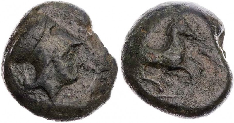 SIZILIEN AITNA
 AE-Tetras 354/3-344 v. Chr. Vs.: Kopf der Athena mit korinthisc...