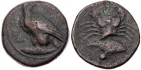 SIZILIEN AKRAGAS
 AE-Onkia 415-406 v. Chr. Vs.: Adler steht auf Fisch n. l., Kopf n. r., Rs: Krabbe, darunter Fisch n. r. und eine Wertkugel Calciati...
