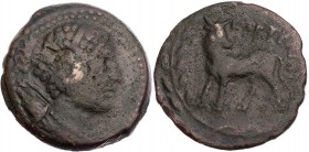 KRETA GORTYNA
 AEs 250-230 v. Chr. Vs.: Kopf der Artemis mit Gorytos n. r., Rs.: Stier steht n. l., Kopf n. r., das Ganze in Lorbeerkranz SNG Cop. 45...