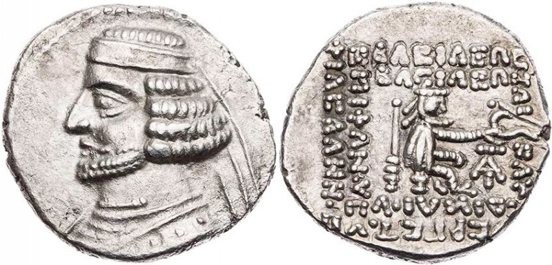 PARTHER, KÖNIGREICH DER ARSAKIDEN
Orodes II., 57-38 v. Chr. AR-Drachme Ekbatana...