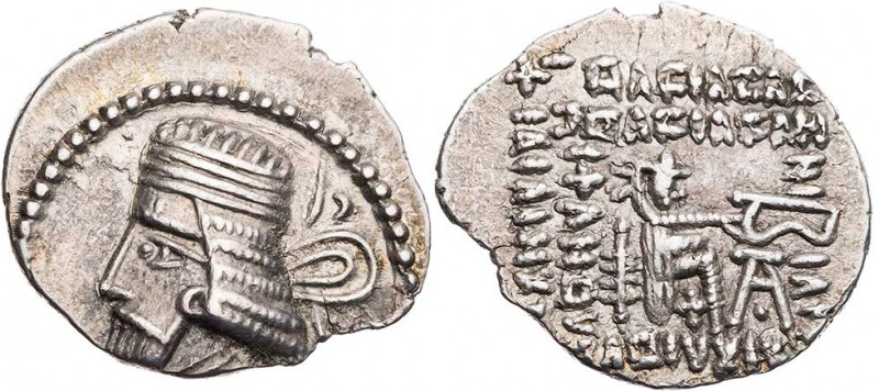 PARTHER, KÖNIGREICH DER ARSAKIDEN
Vologases I., 51-78 n. Chr. AR-Drachme Ekbata...