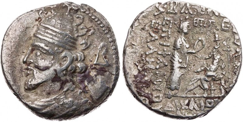 PARTHER, KÖNIGREICH DER ARSAKIDEN
Vologases II., 77-80 n. Chr. AR-Tetradrachme ...