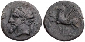 NUMIDIEN
Massinissa oder Micipsa, 203-148 bzw. 148-118 v. Chr. AEs Siga Vs.: Kopf mit Diadem n. l., Rs.: Pferd läuft n. l., dahinter Palmzweig mit Tä...
