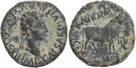 SPANIEN CELSA
Augustus, 27 v. - 14 n. Chr. AE-As 5-3 v. Chr., Duumviri Cn. Domitius und C. Pompeius Vs.: IMP CAESAR DIVI F AVGVSTVS COS XII, Kopf mit...